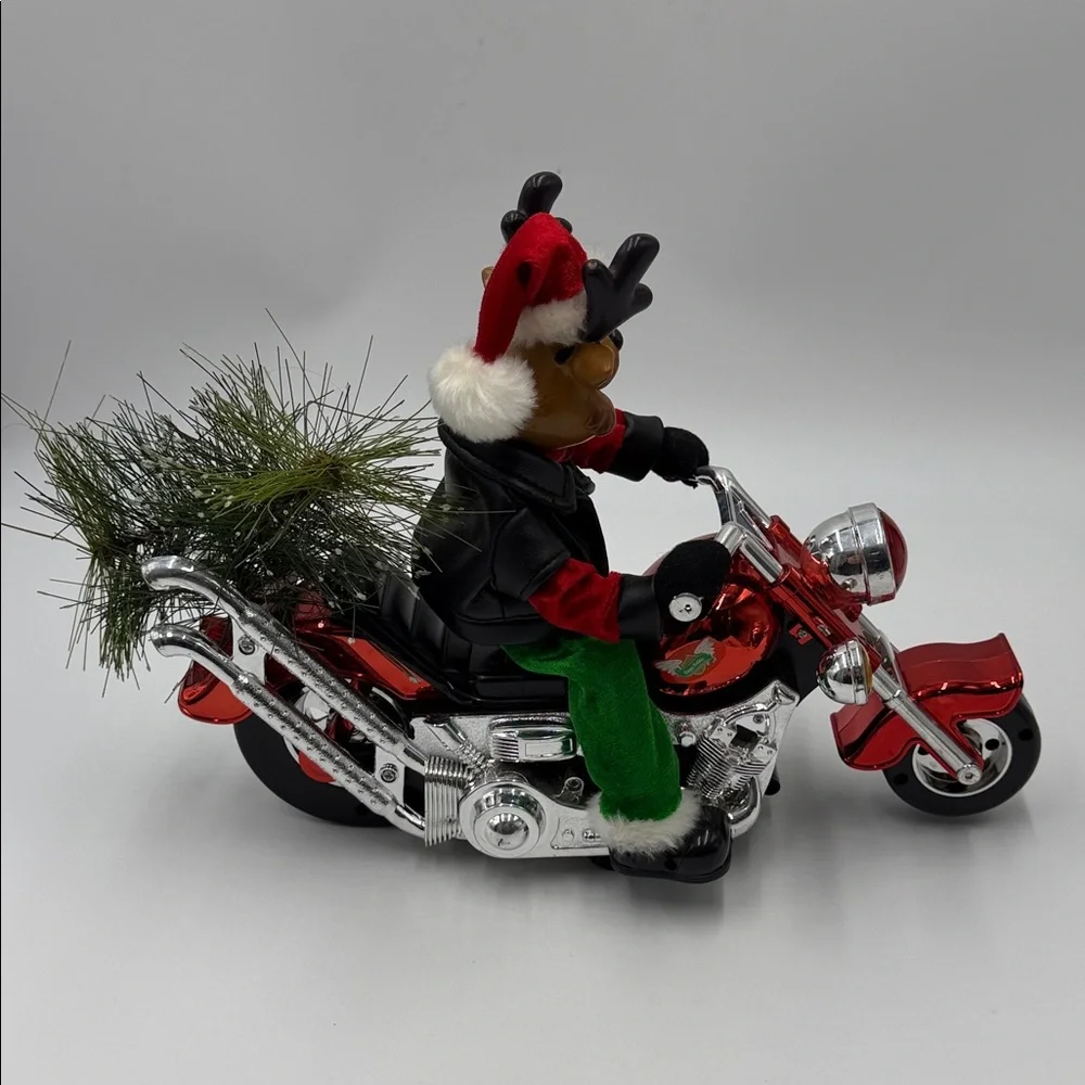 Animated Musical Biker Santa Santa Clause Decoration Christmas Holiday TESTED
